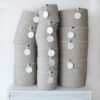 cylinder basket, black stitched polka dot