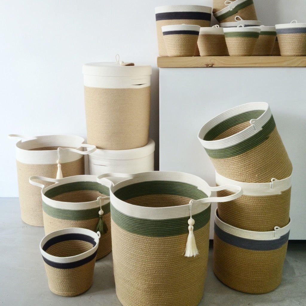 mia mélange | cesto do chão jute jungle, cor jute jungle