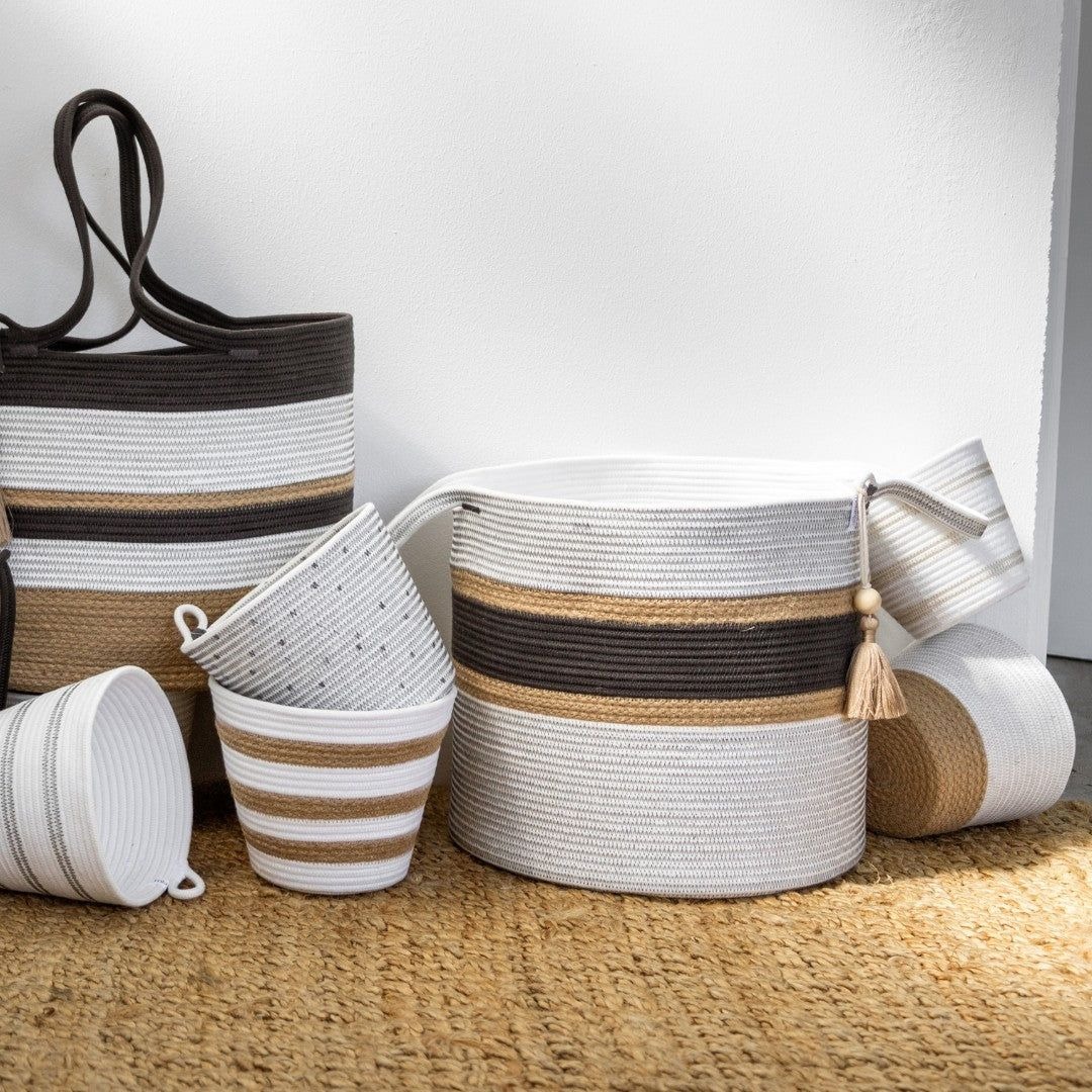 BSK117546RS-4 mia mélange | vaso recycled rope, cor jute striped