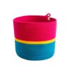 cylinder basket, tropical teal, yellow stripe & fuchia