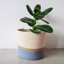 mia mélange | cesto cylinder jute, cor jute & blue grey