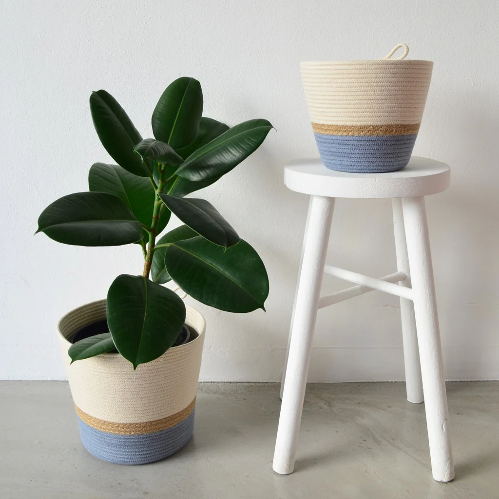 mia mélange | vaso jut, cor jute & blue grey (block)