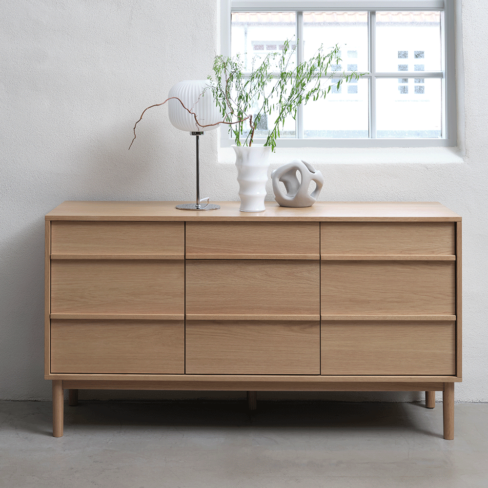 aparador petra, natural oak | h45 w120 d60 cm
