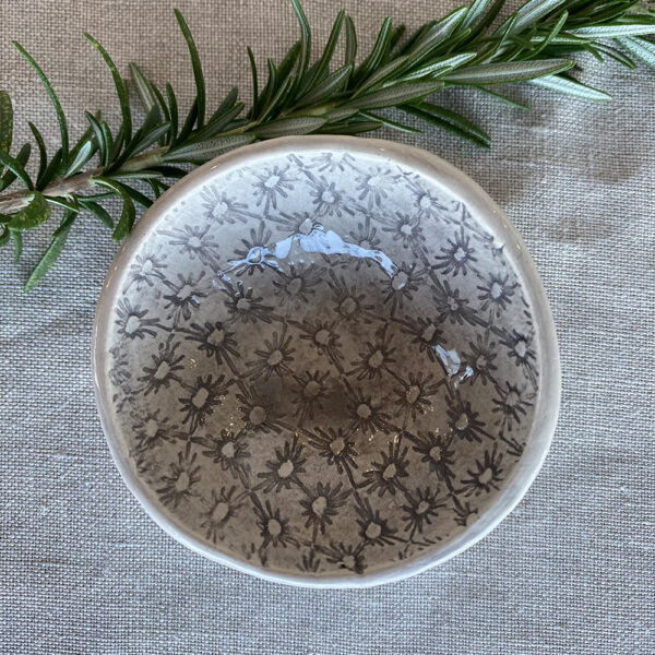 salt dish round large, mixed pattern